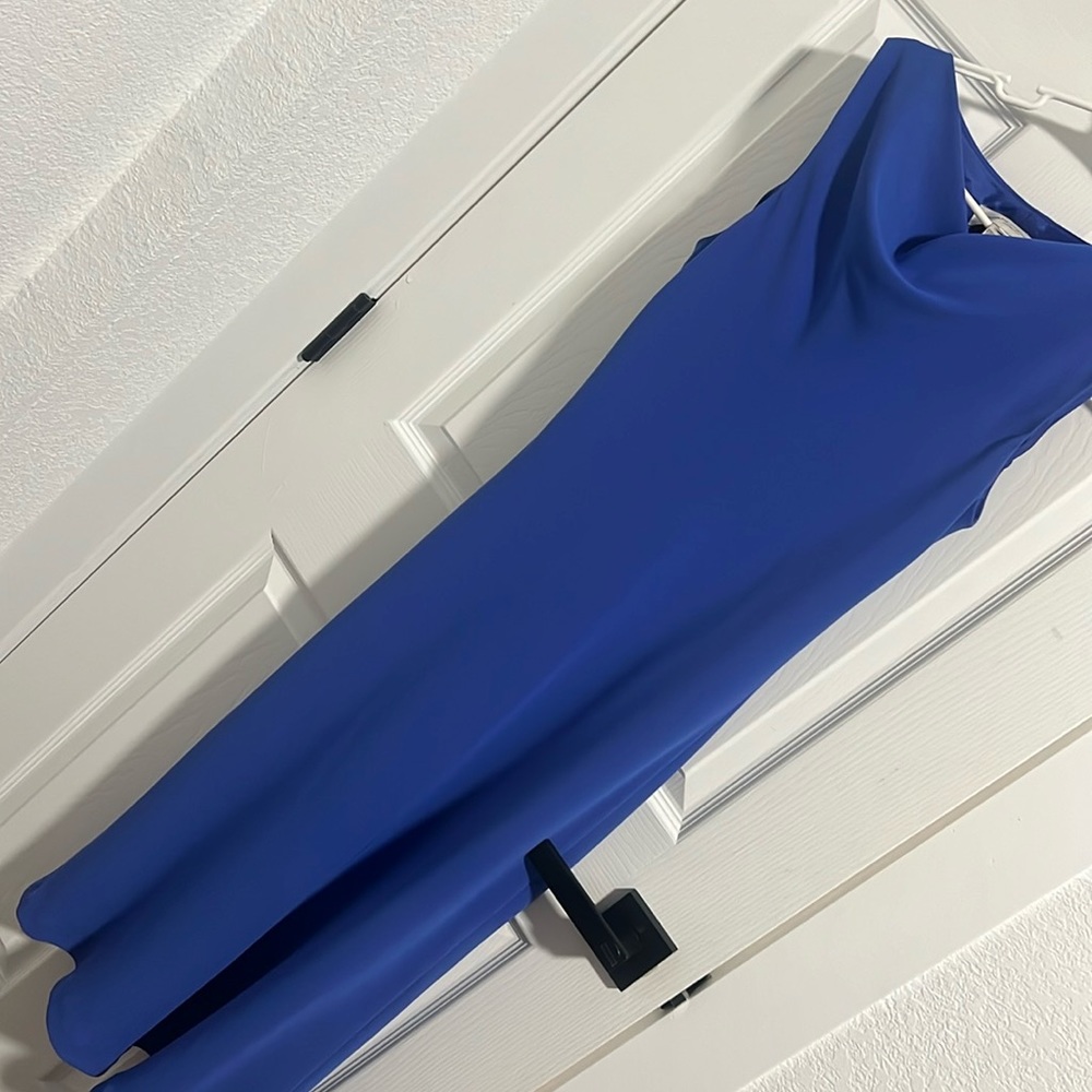 Bright blue modest midi dress, size 8